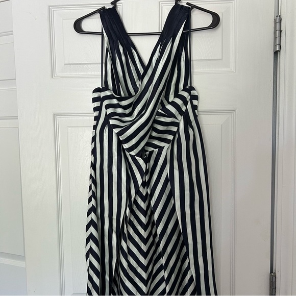 Christopher John Rogers X J.Crew cross-front maxi dress in stripe navy and white - Picture 5 of 13